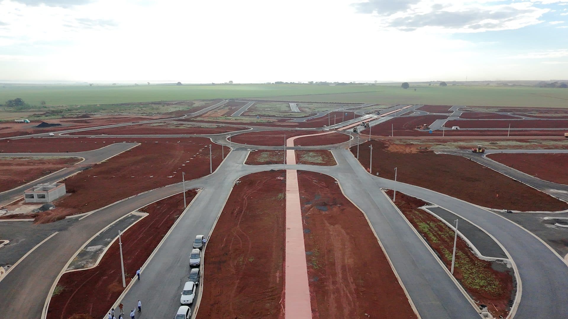 Vista aérea do canteiro de obras do ElloVille em Setembro de 2026